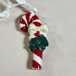 VTG 1998 Wedgwood Candy Cane Holly Christmas Ornament with Bow Original Box